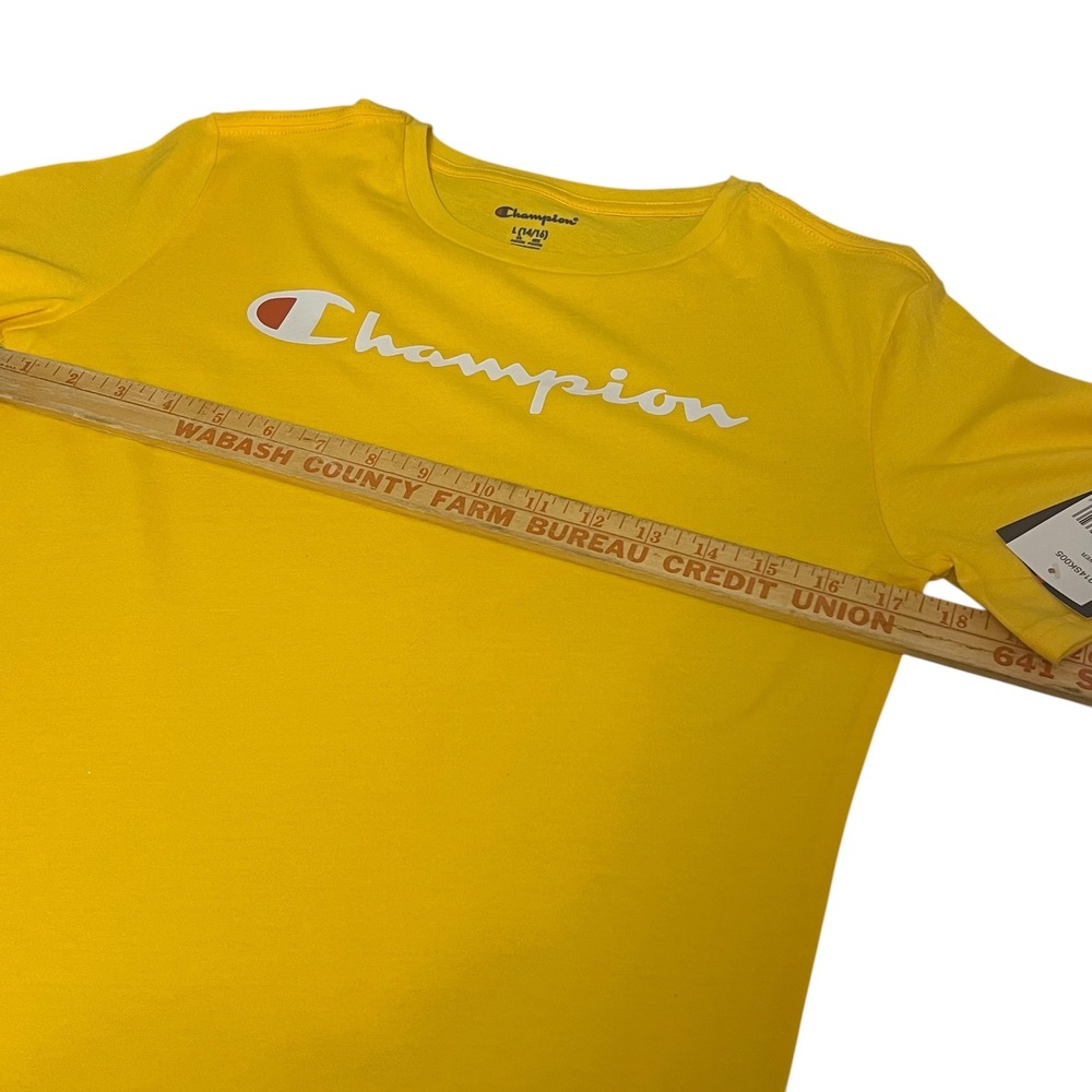 Champion Boys Youth Large 14/16 Sunflower Yellow Graphic Logo T-Shirt New - Picture 3 of 7